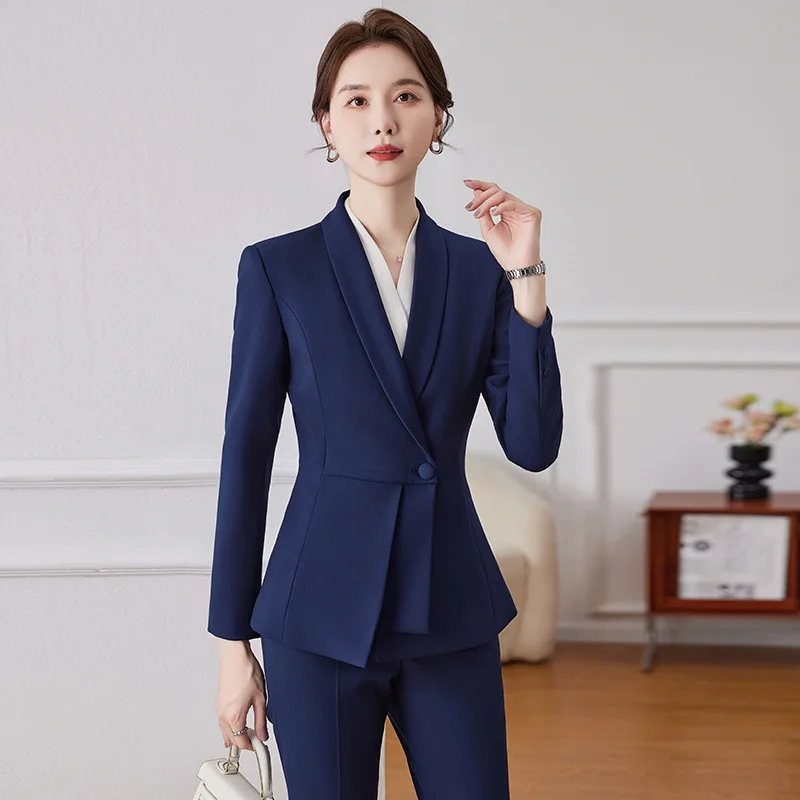 Korean Fashion Skirt Suits for Women Long Sleeve Office Casual Two Piece 2024 New Spring Autumn Button Solid Lapel Pant Suits - Image 2