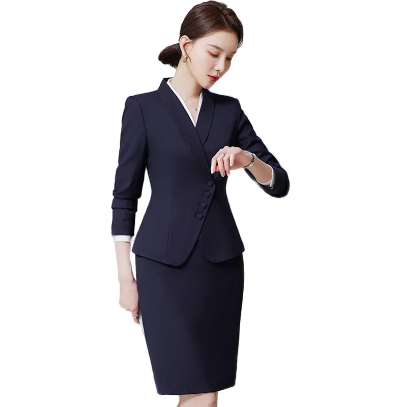 Novelty Blazers Suits Spring Long Sleeve Formal Professional Business Work Wear Suits with Skirt and Tops OL Styles Career Set - Image 2