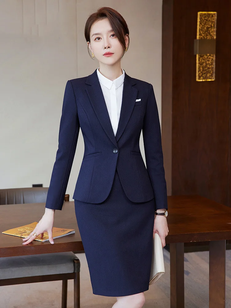 Novelty Wine Red Formal Women Business Suits with Skirt and Jackets Coat Ladies Office Professional Blazers Spring OL Styles - Image 3