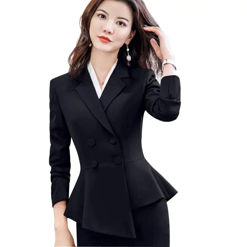 2023 Spring Summer Formal Ladies Double Breaste Blazer And Pants Suits Office Uniform 2XL Size Pants Jacket Business Work Wear - Image 3