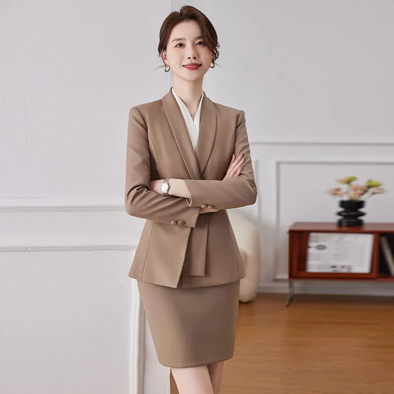Korean Fashion Skirt Suits for Women Long Sleeve Office Casual Two Piece 2024 New Spring Autumn Button Solid Lapel Pant Suits - Image 4