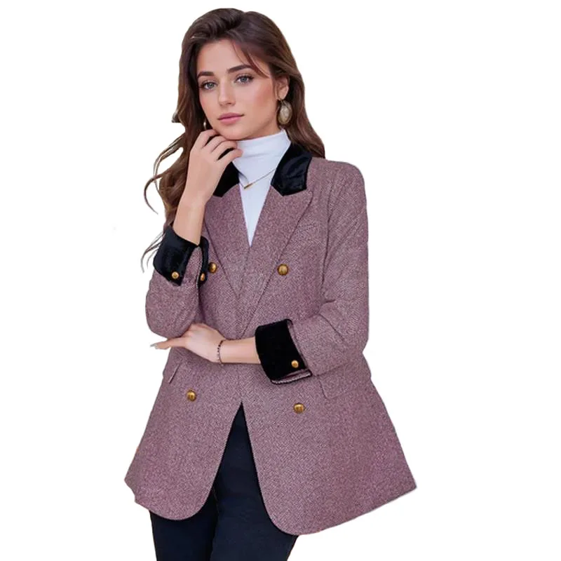 Autumn Winter Women's Thick Blazer Jackets Female New In Coats Notched Casual Vintage Outerwears Plus Size Blazers Mujer