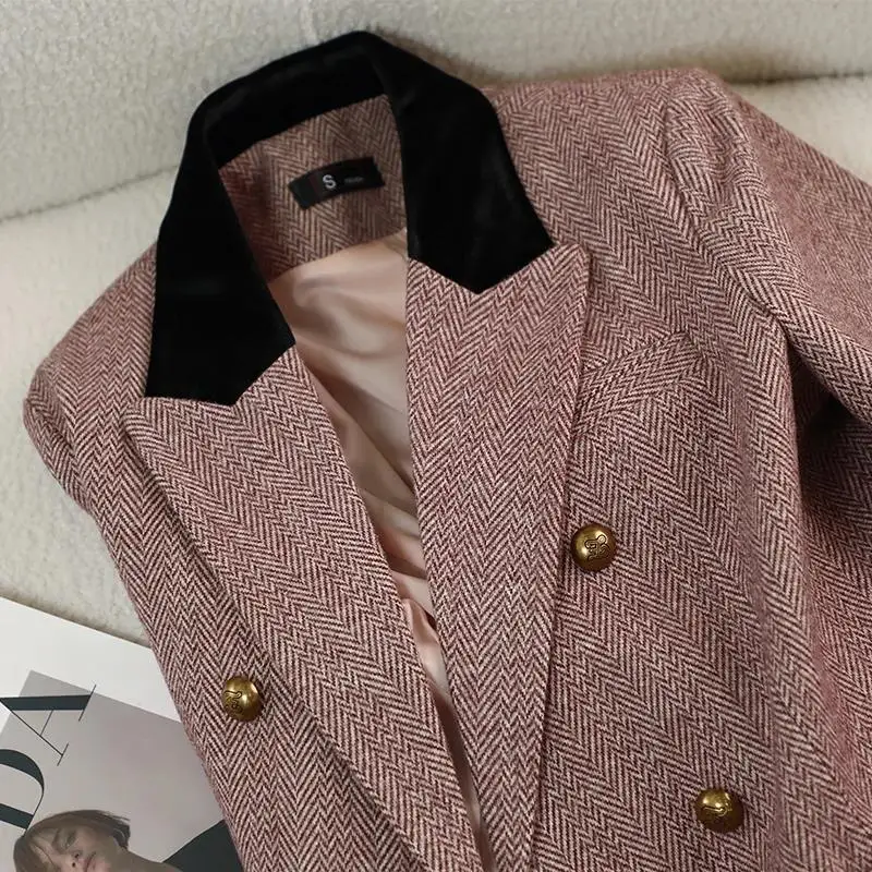 Autumn Winter Women's Thick Blazer Jackets Female New In Coats Notched Casual Vintage Outerwears Plus Size Blazers Mujer - Image 4