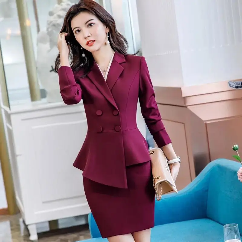 2023 Spring Summer Formal Ladies Double Breaste Blazer And Pants Suits Office Uniform 2XL Size Pants Jacket Business Work Wear - Image 6