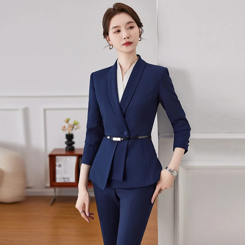 Korean Fashion Skirt Suits for Women Long Sleeve Office Casual Two Piece 2024 New Spring Autumn Button Solid Lapel Pant Suits - Image 3