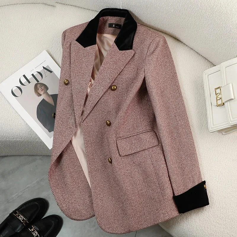 Autumn Winter Women's Thick Blazer Jackets Female New In Coats Notched Casual Vintage Outerwears Plus Size Blazers Mujer - Image 3