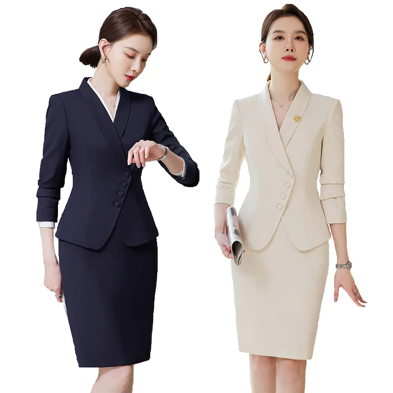 Novelty Blazers Suits Spring Long Sleeve Formal Professional Business Work Wear Suits with Skirt and Tops OL Styles Career Set