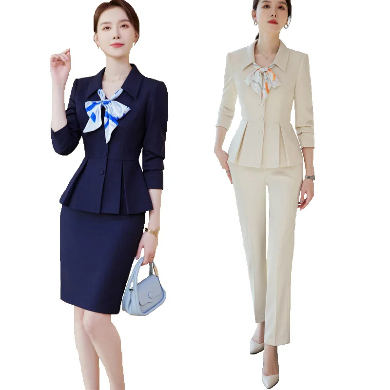 2024 Spring Two Piece Set Women Suits Long Sleeve Blazer And Mini Skirt Elegant High Fashion Chic Lady 2 Piece Set Women Blazer - Image 2
