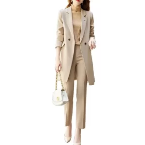 kf-Seae0d62b9c8b42548e5a400b8550e410l High End Office Professional Women's Blazer Pants 2-Piece Set Fall Fashion Long Female Jacket Over Business Suit Casual Trousers