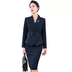 kf-Sf43498449f9e45518fc03ccabe3344aby Navy Blue Suits Women 2023 New Spring Autumn Professional Long Sleeve Slim Blazer And Skirt Sets Office Ladies Work Wear Orange